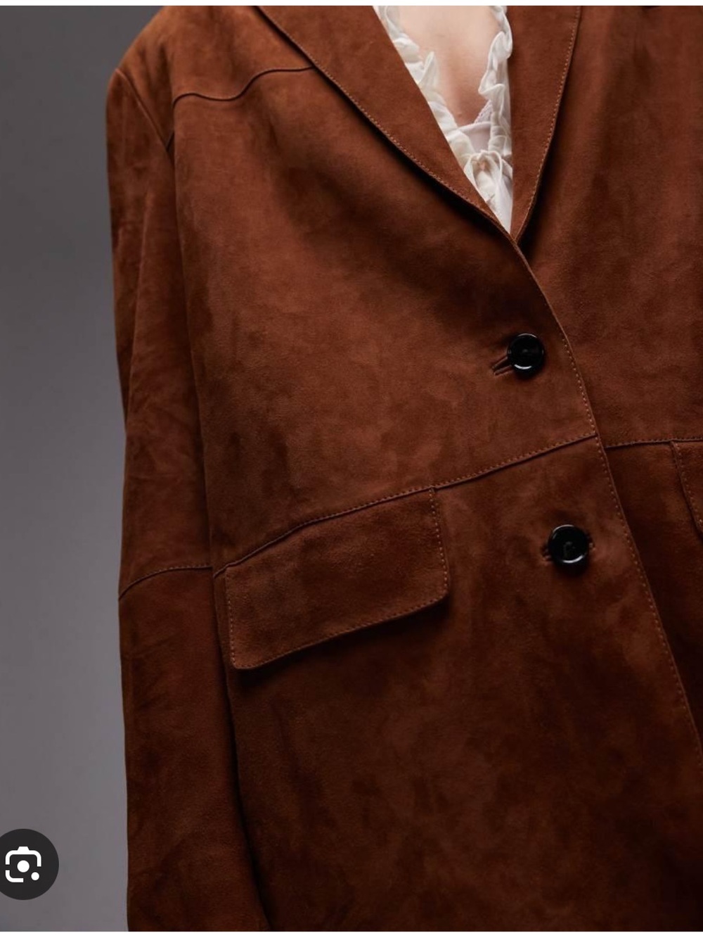 Mango selection leather Oversized Brown Suede Blazer - Picture 12 of 16